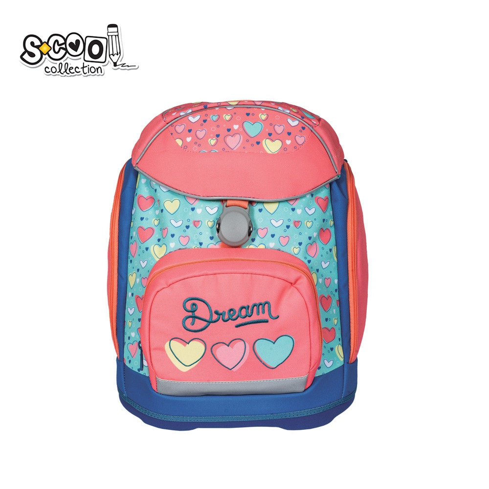 Ghiozdan anatomic cu motiv DREAM, multicolor, buzunar frontal termoizolat, curea fixare talie, 3 picioare - imagine 11